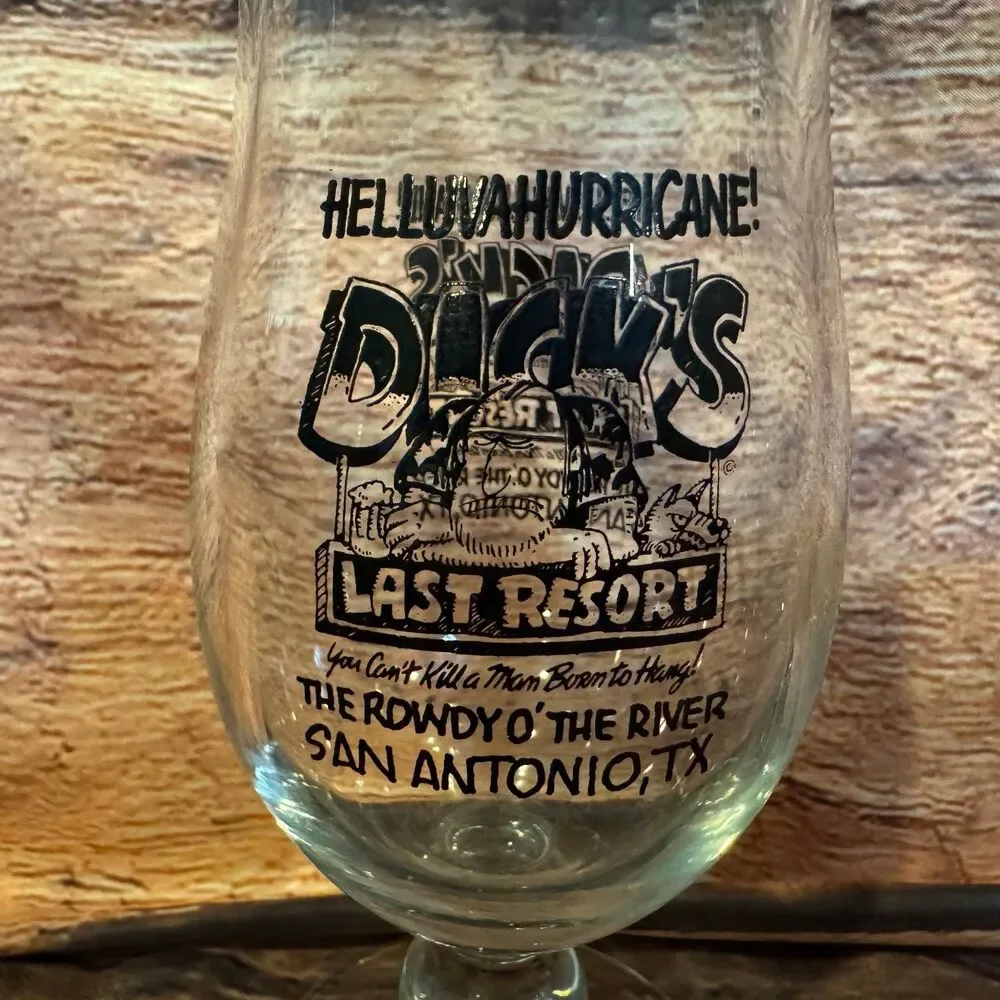 Dick's Last Resort Hurricane Glass San Antonio TX Souvenir Drinkware